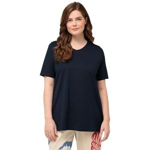 Ulla Popken Dames Basic Classic V-hals T-shirts, Marine, Normaal, marineblauw, 54/56 NL