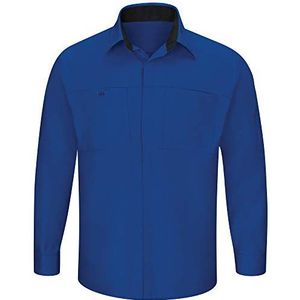 Red Kap Men's Long Sleeve Performance Plus Shop Shirt with OilBlok Technology, Royal Blue with Black Mesh, X-Large/Tall