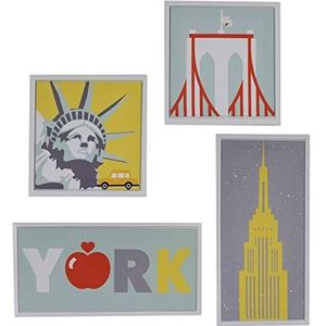 Vacchi Quadro print New York wit set van 4 stuks, meerkleurig, medium