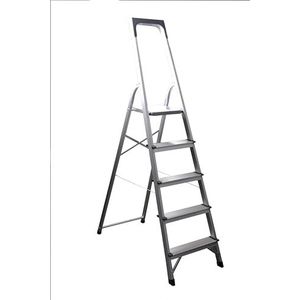 Pavo 8037346 PREMIUM huishoudladder, multifunctionele ladder, staande ladder, klapladder van aluminium - 5 treden 1,50 m