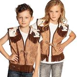 Boland - Unisex gilet Wild West lederlook met franjes en koeienvlaaien, voor cowboy of rodeorijder, kostuum, themafeest, carnaval