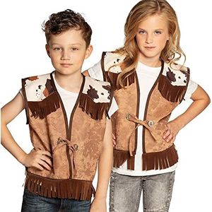 Boland - Unisex gilet Wild West lederlook met franjes en koeienvlaaien, voor cowboy of rodeorijder, kostuum, themafeest, carnaval