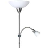 Brilliant Darlington 27161/13 vloerlamp met 2 lampen, metaal/glas, E27, 60 W, staal