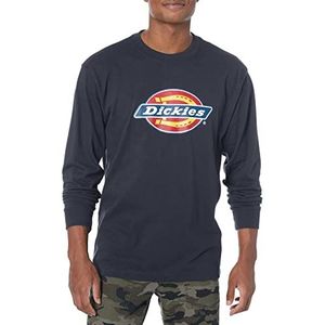 Dickies Heren T-shirt met lange mouwen en drie-kleuren logo, Donkere marine, M