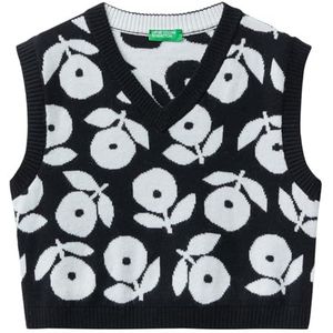United Colors of Benetton Pullover bij vesten, meisjes en meisjes, zwart en wit 100, 170 cm