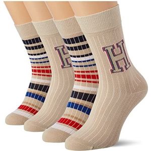 Tommy Hilfiger Unisex kinderen Rib Multicolor Sock 4 Pack Classic Sock, zand navy, 27-30