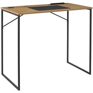 HOME DECO FACTORY, HD0486, Moderne en elegant bureau met geoptimaliseerde opbergruimte, eenvoudig te monteren, veelzijdig voor werk en vrije tijd, duurzaam, 90x76x50 cm, zwart/bruin