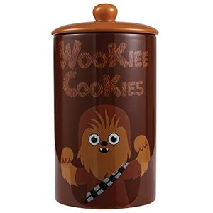 Star Wars Chewbacca ""Wookiee Cookies"" hondensnoeppot | 10 x 5 keramische Chewbacca hondensnoeppot met deksel, vaatwasmachinebestendig Star Wars bruine hondenvoer opbergcilinder, bruine hondensnoeppot