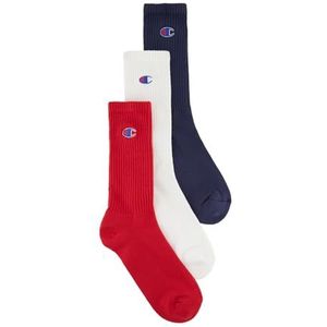 Champion Socks Seasonal (U20138) - Colored C-Logo 3PP Crew, Maritieme blauw/wit/kersenrood, 35-38 EU (2-5 UK), uniseks, volwassenen FW24, Maritiem blauw/wit/kersenrood, 35-38 EU