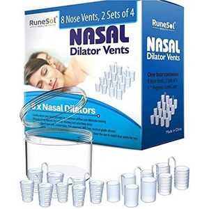 Neusdilatator (x 8 stuks) voor verlichting van snurken, neusopeningen snurkhulpmiddelen, neusdilatoren voor slaapapneu, snurkstoppers om congestie te helpen, anti-snurkapparaten van Runesol