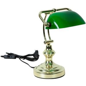 Biscottini Ministerlamp, 19 x 19 x 24 cm, lamp van groen glas en messing, vintage bureaulamp voor thuis en op kantoor, studiolamp en kantoorinrichting
