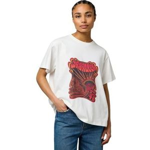 Wrangler Girlfriend T-shirt voor dames, Worn White W, L