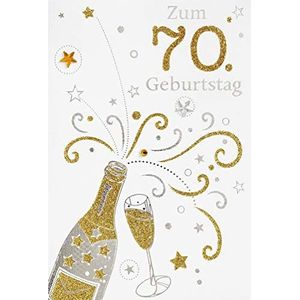 bsb Verjaardagskaart Verjaardaskaart Verjaardagswensen voor 70e verjaardag - Champagne fles - Envelop goud