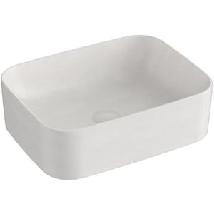 EMKE Rechthoekige opzetwastafel 50,5 × 38 × 15 cm, wastafel voor gastentoilet, keramische opzetwastafel voor wastafel, badkamerwastafel, mat wit