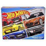 Hot Wheels Europese Autocultuur set met 6 speelgoedauto's op schaal (1:64), authentieke decoraties, populaire modellen, draaiende wieltjes, cadeau voor kinderen vanaf 3 jaar en verzamelaars HLK51