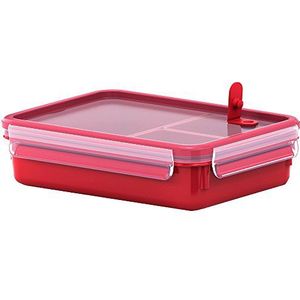 Emsa magnetrondoos, lunchbox met inzetstukken, 1,2 liter, rood/transparant, Clip & Micro, 517775