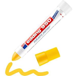 edding 950 industriemarker - geel - 1 stift - ronde punt 10 mm - marker voor schrijven op metaal, steen, hout - ruwe of natte oppervlakken - permanent, watervast