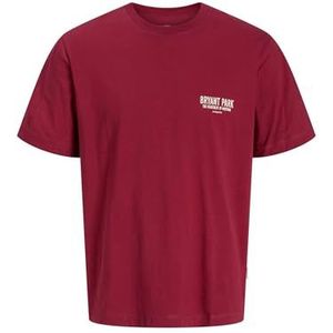 JACK & JONES Shirt 'JORYork'  bordeaux / wit