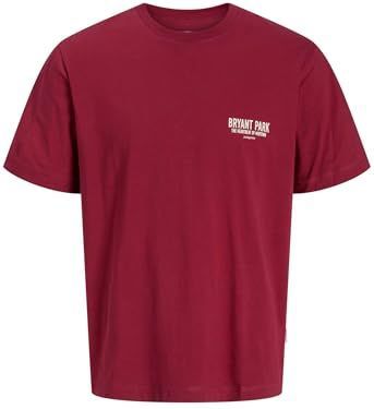 JACK & JONES Shirt 'JORYork'  bordeaux / wit