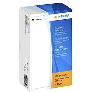 HERMA 4322 Frankieretiketten voor Frankiermachines, individueel (163 x 44 mm, speciaal papier, mat) zelfklevend, permanent hechtend, met aftreklipje, 500 etiketten, wit