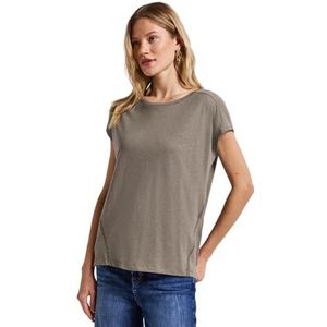 STREET ONE - Shirttop - Dark tumbled beige - Met Gehaakte Details