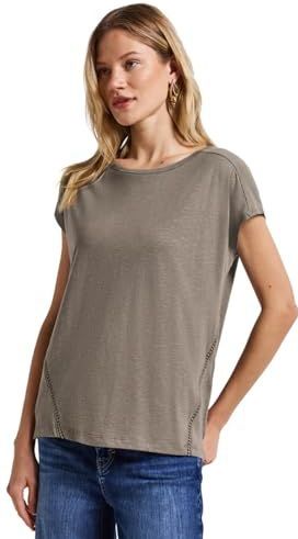 STREET ONE - Shirttop - Dark tumbled beige - Met Gehaakte Details