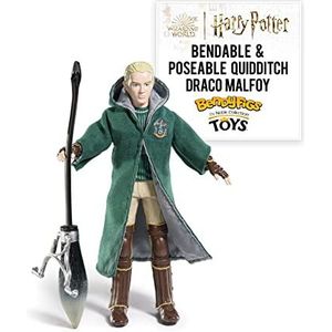 BendyFigs The Noble Collection Harry Potter - Draco Malfoy Quidditch - Noble Toys 16 cm Bendable Posable Collectible Pop Figuur met Stand en Mini Accessoires