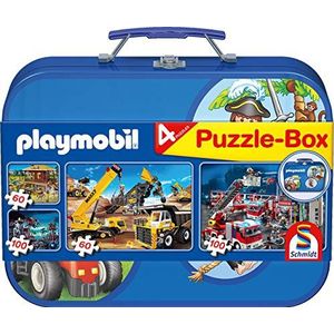 Schmidt Games puzzel 56509 - Bibi en Tina, in metalen koffer Playmobil Box blauw multicolor