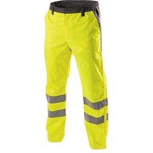 Högert Technik ABENS Waarschuwingsbescherming regenbroek voor heren, geel, waterdichte werkbroek met reflecterende strepen, ademende veiligheidskleding voor bouw, industrie, wegenbouw, geel, L