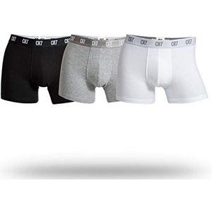 Cristiano Ronaldo Boxershorts voor heren, verpakking van 3 stuks, Wit/Grijs Melange/Zwart, XXL