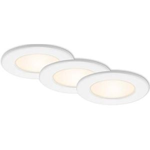 Briloner Leuchten - LED-inbouwlampen, set van 3, plafondlampen elk 6 watt, elk 450 lumen, 3.000 Kelvin, IP44, wit, 115 x 30 mm (DxH) 7053-036