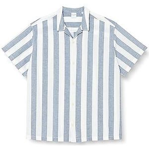 JACK & JONES PLUS Male JPRSUMMER Stripe Resort Shirt S/S PS hemd, Navy Blazer/Fit: Loose FIT, 5XL, Navy Blazer/Fit: losse pasvorm, 5XL