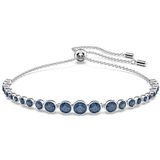 Swarovski Emily armband, Verschillende ronde slijpvormen, Blauw, Rodium toplaag