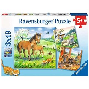 Ravensburger 80298 Puzzel Knuffeltijd - Drie Puzzels - 49 Stukjes - Kinderpuzzel
