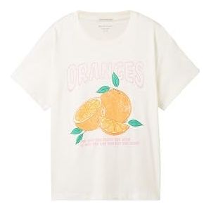 TOM TAILOR Oversized T-shirt met print voor meisjes en kinderen, 12906 - Wool White, 152 cm