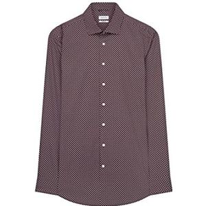 Seidensticker Zakelijk overhemd voor heren, strijkvrij overhemd met rechte snit, regular fit, lange mouwen, kent-kraag, 100% katoen, wijnrood, 39