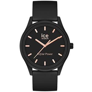 Ice-Watch - ICE solar power Black rose-gold - Dames zwart horloge met siliconen band - 018476 (Klein)