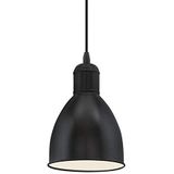 EGLO Hanglamp Priddy, 1-pits vintage hanglamp in industrieel design, retro hanglamp gemaakt van staal, kleur: zwart, wit, fitting: E27