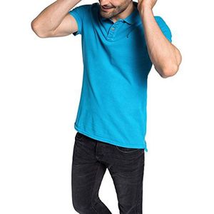 edc by ESPRIT Poloshirt voor heren in neonkleuren, slim fit, blauw (Cyan Blue 441), L