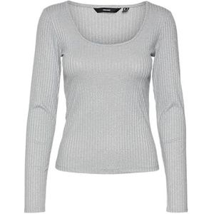 VERO MODA Dames Vmcora Ls Top JRS Boo Ga Shirt met lange mouwen, Griffin/detail: zilver Lurex Melange, S