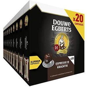 Douwe Egberts Koffiecups Espresso Krachtig Voordeelverpakking (200 Koffie Capsules - Geschikt voor Nespresso* Koffiemachines - Intensiteit 10/12 - UTZ Gecertificeerd) - 10 x 20 Cups