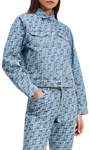 Karl Lagerfeld Jeans, Dames, Regular Denim Jacket All Over Print, Regular Fit, Blauw, S
