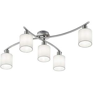 Trio Leuchten Plafondlamp Garda 605400501, mat nikkel, E14, stoffen kap wit, 44,2 x 75 x 22 cm