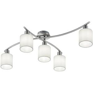 Trio Leuchten Plafondlamp Garda 605400501, nikkel mat, E14, stoffen kap wit, 44,2 x 75 x 22 cm