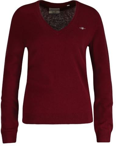 GANT Extra fijne lamswol met V-hals, Plumped Rood, XS