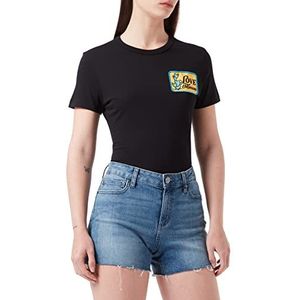 Love Moschino Dames katoenen jersey met geborduurde cactus T-shirt, zwart, 40 NL