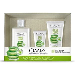 Omia Aloë Vera del Salento geschenkdoos voor dames, badkamerset, lichaam en haar met handcrème, lichaamscrème en badkamer, 3 stuks