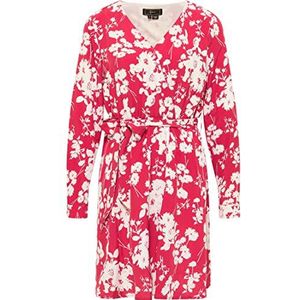 dedica Midi-jurk voor dames met bloemenprint, rood/wit, S