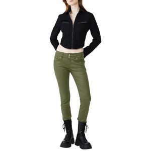 LTB Jeans Dames Molly M - Slim Fit met gemiddelde taille en ritssluiting in groen van katoenmix - Maat W32L28, Green Coated Wash 2836, 32W x 28L