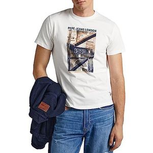 Pepe Jeans Wilbur T-shirt voor heren, Wit (Off White), XXL